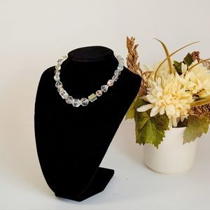 PRETTY VINTAGE 16” AURORA BOREALIS CRYSTAL NECKLACE ADJUSTABLE LENGTH